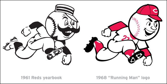 1961 and 1968 Reds running man comparison